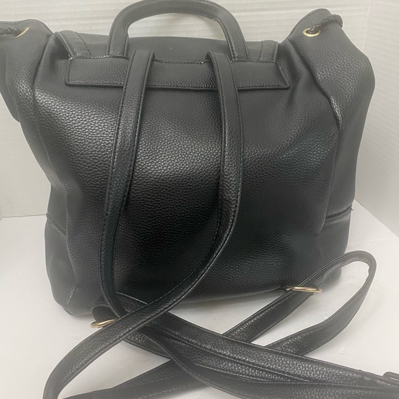 Marc New York Black Leather Backpack with Gold Accents - Picture 2 of 7